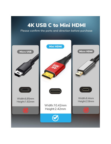 Cable USB C a Mini HDMI KELink 91.44 cm 4K 60Hz
