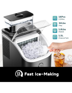 Máquina de Hielo EUHOMY 15,42 kg con Tanque Externo y Auto-Limpieza 2