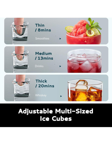 Máquina de Hielo EUHOMY 15,42 kg con Tanque Externo y Auto-Limpieza