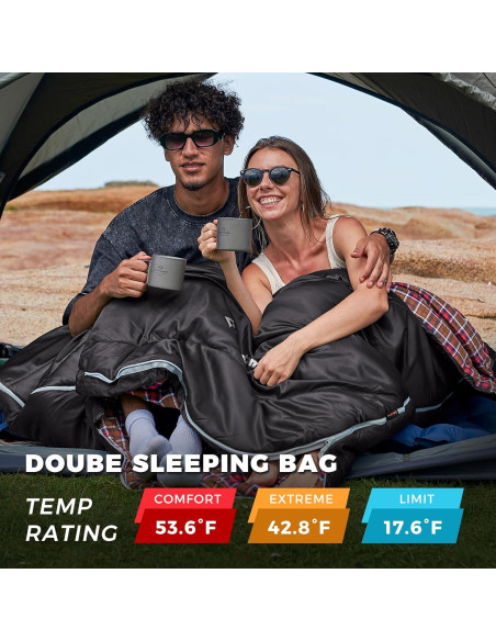 Saco de dormir doble KingCamp con almohadas para camping Saco de dormir doble KingCamp con almohadas para camping
