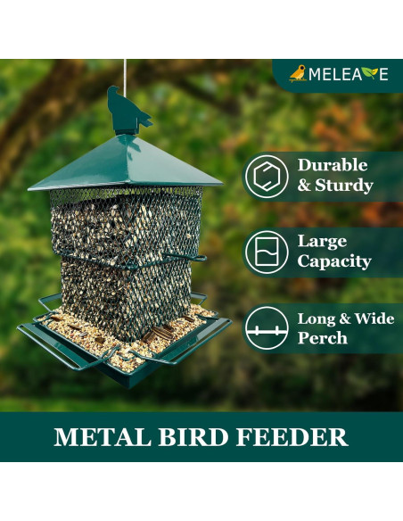 Comedero para Aves Colgante Meleave Verde 2.95kg Metal Resistente Comedero para Aves Colgante Meleave Verde 2.95kg Metal Resistente