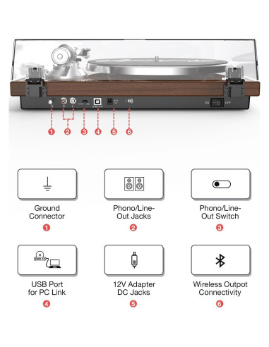 Tocadiscos Retro Retrolife HQ-KZ006 Bluetooth 33/45 RPM
