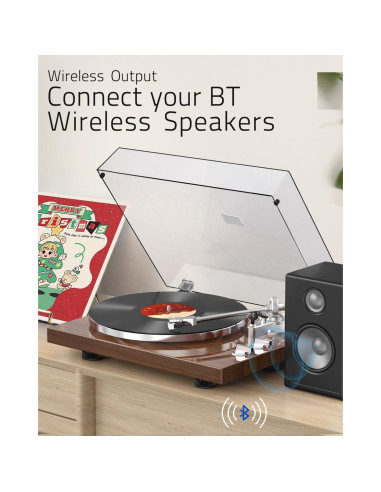 Tocadiscos Retro Retrolife HQ-KZ006 Bluetooth 33/45 RPM