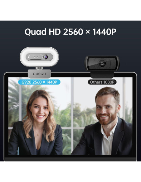 Cámara Web GUSGU G920 2K Quad HD con Micrófono y Luz Cámara Web GUSGU G920 2K Quad HD con Micrófono y Luz