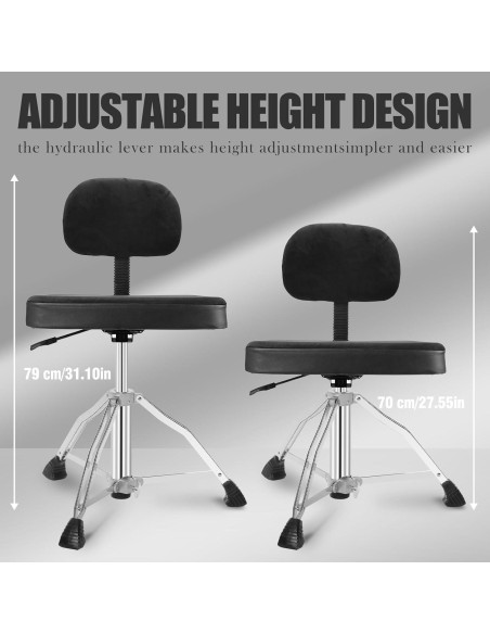 Silla de Tambor Soulmate con Respaldo Ajustable Negra Silla de Tambor Soulmate con Respaldo Ajustable Negra