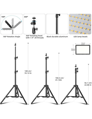 Kit de Luz LED Hagibis 2 Pcs con 18 Filtros de Color