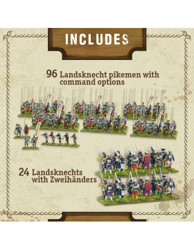 Ejército Inicial Landsknecht Warlord 144 Miniaturas 28mm