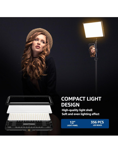 Kit de Luz LED NiceVeedi 2 Paquetes 2800-6500K con Trípode