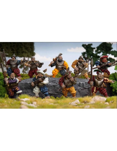 Figuras Ogres Landsknecht Wargames Atlantic 9 Piezas 28 mm