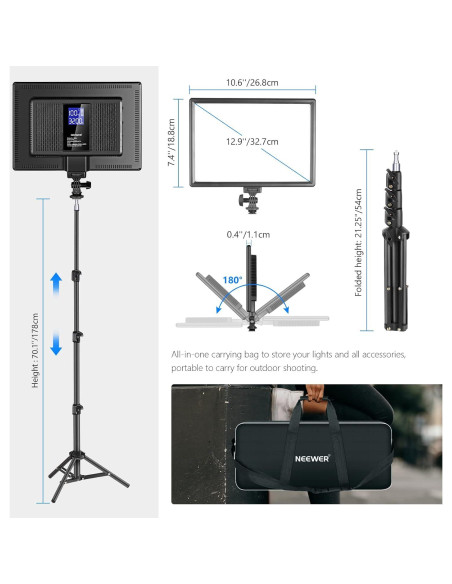 Neewer Kit de Panel de Luz LED 2-Pack Bi-Color 3200K-5600K Neewer Kit de Panel de Luz LED 2-Pack Bi-Color 3200K-5600K