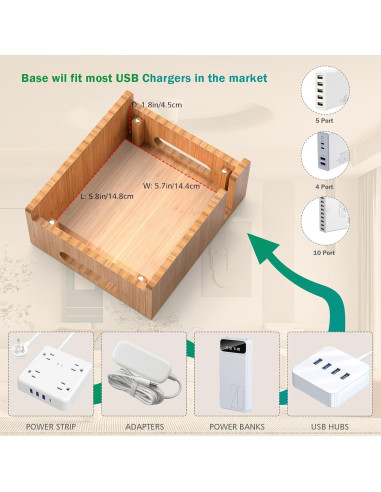 Estación de Carga de Bambú Pezin & Hulin 5 Puertos USB