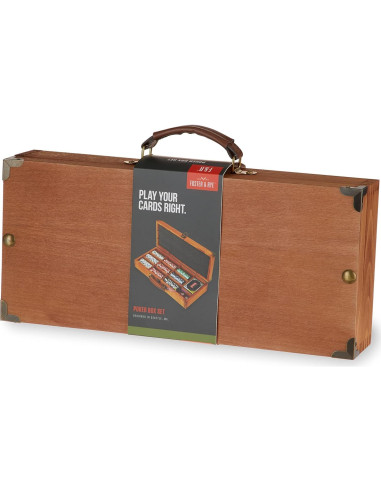 Juego de Póker de Madera Foster & Rye - 225 Fichas y 2 Barajas