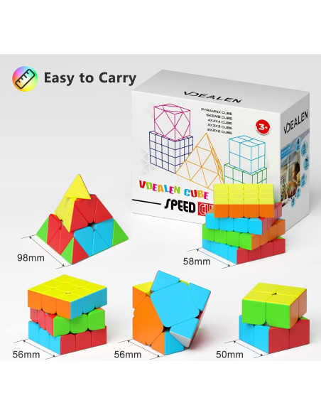 Set de Cubos Mágicos Vdealen 2x2 3x3 4x4 para Niños Set de Cubos Mágicos Vdealen 2x2 3x3 4x4 para Niños