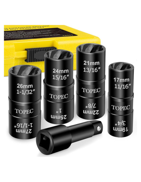 Kit de Eliminación de Tuercas Topec Flip 5 Piezas 17-27mm Kit de Eliminación de Tuercas Topec Flip 5 Piezas 17-27mm
