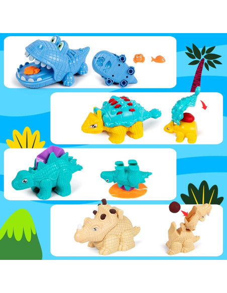 Kit de Plastilina Dinosaurio COVTOY 24 Pcs para Niños 3-5 Años Kit de Plastilina Dinosaurio COVTOY 24 Pcs para Niños 3-5 Años