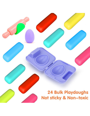 Kit de Plastilina Dinosaurio COVTOY 24 Pcs para Niños 3-5 Años