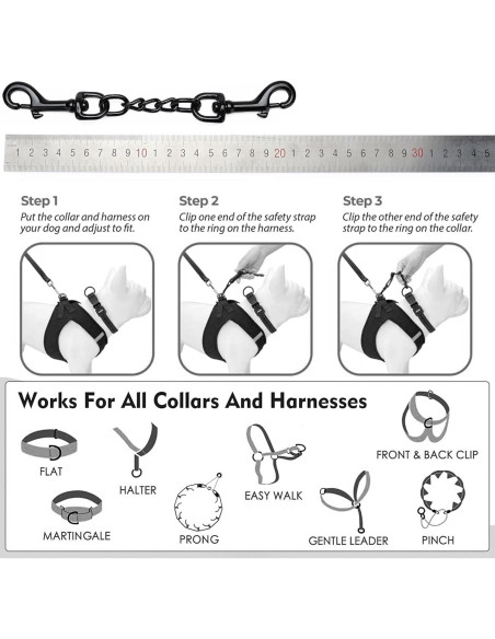 Clip de Seguridad para Collar de Perro DEYACE 20cm Negro Clip de Seguridad para Collar de Perro DEYACE 20cm Negro