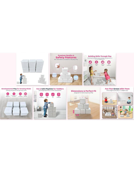 Conjunto de 6 Cubos Suaves TQ-Muebles 20 cm Azul Bebé Conjunto de 6 Cubos Suaves TQ-Muebles 20 cm Azul Bebé