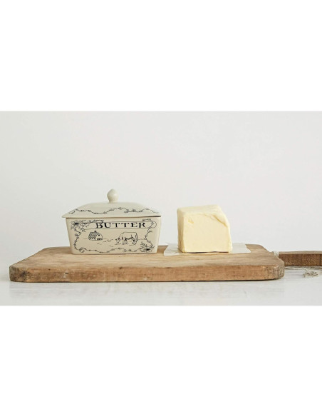 Plato de Mantequilla Creative Co-Op 17.14x10.16cm Vintage Plato de Mantequilla Creative Co-Op 17.14x10.16cm Vintage