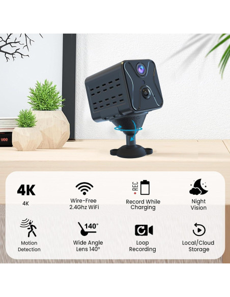 Cámara Espía Javiscam 4K WiFi con Batería de 2800mAh Cámara Espía Javiscam 4K WiFi con Batería de 2800mAh