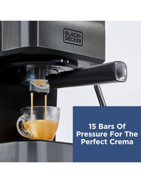 Máquina de Espresso BLACK+DECKER 15 Bar con Espumador Máquina de Espresso BLACK+DECKER 15 Bar con Espumador