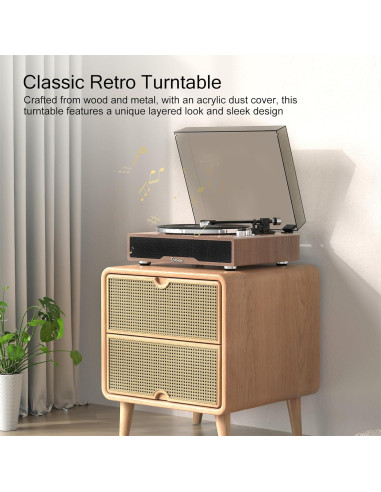 Tocadiscos Wohome con Bluetooth y 4 Altavoces Integrados