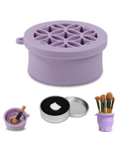 Taza de limpieza 2 en 1 de brochas de maquillaje - Púrpura