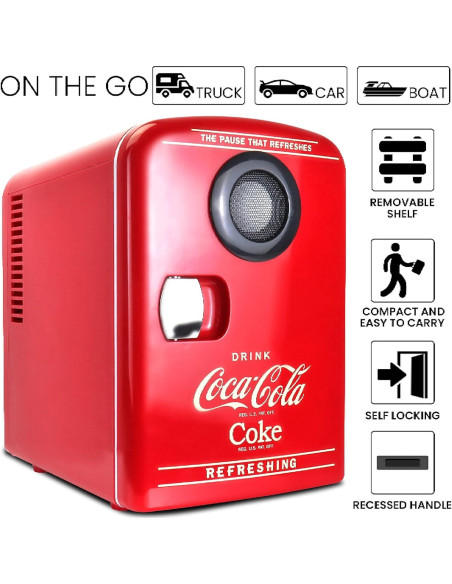 Mini Nevera Bluetooth Koolatron 4L Portátil Rojo Vintage Mini Nevera Bluetooth Koolatron 4L Portátil Rojo Vintage