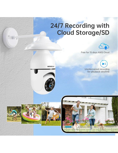 Cámara de Seguridad Bombilla WESECUU 2K WiFi 5G/2.4GHz