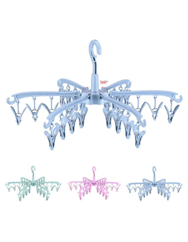 Secador Plegable de Calcetines BONYCUST 24 Ganchos Azul