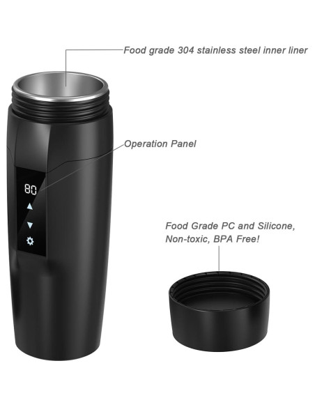 Taza Calentadora de Auto Rauwseul 350 ml 12V 80W a Prueba de Fugas Taza Calentadora de Auto Rauwseul 350 ml 12V 80W a Prueba de Fugas