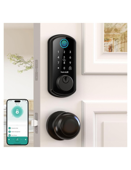 Cerradura Inteligente WiFi Hornbill con Huella Dactilar y Manijas Cerradura Inteligente WiFi Hornbill con Huella Dactilar y Manijas