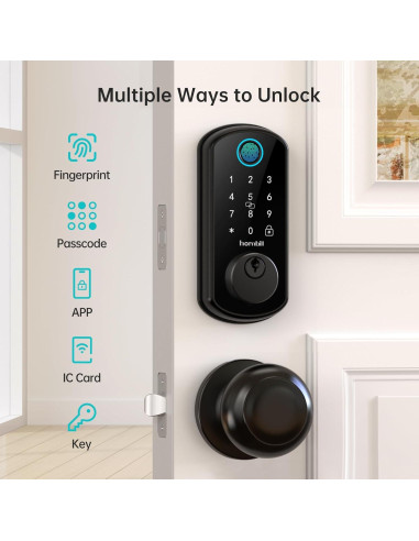 Cerradura Inteligente WiFi Hornbill con Huella Dactilar y Manijas