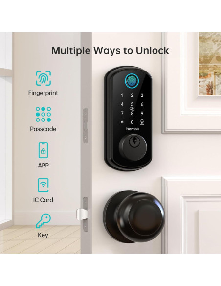 Cerradura Inteligente WiFi Hornbill con Huella Dactilar y Manijas Cerradura Inteligente WiFi Hornbill con Huella Dactilar y Manijas