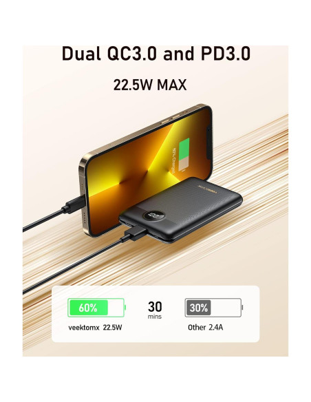Banco de Energía VEEKTOMX 10000mAh Carga Rápida USB-C Banco de Energía VEEKTOMX 10000mAh Carga Rápida USB-C