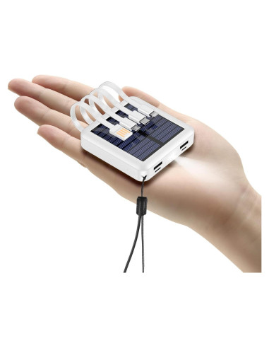 Banco de Energía Solar 12000mAh Shenzhen M01 USB C 4 Cables