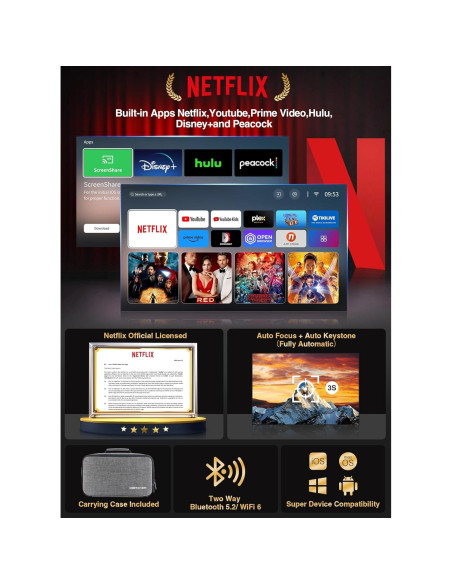 Proyector Inteligente DBPOWER G01 1080p WiFi Bluetooth Dolby Proyector Inteligente DBPOWER G01 1080p WiFi Bluetooth Dolby