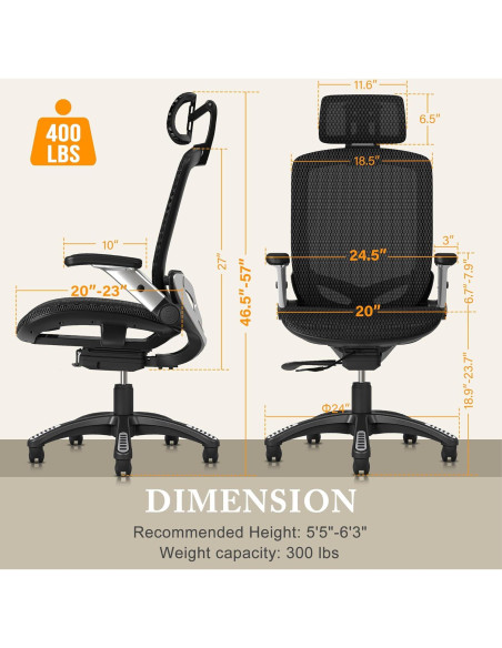 Silla de Oficina Ergonómica GABRYLLY con Reposacabezas Ajustable Silla de Oficina Ergonómica GABRYLLY con Reposacabezas Ajustable