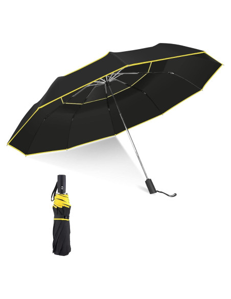 Paraguas de Golf Kalolary 130 cm Automático Plegable Negro Paraguas de Golf Kalolary 130 cm Automático Plegable Negro