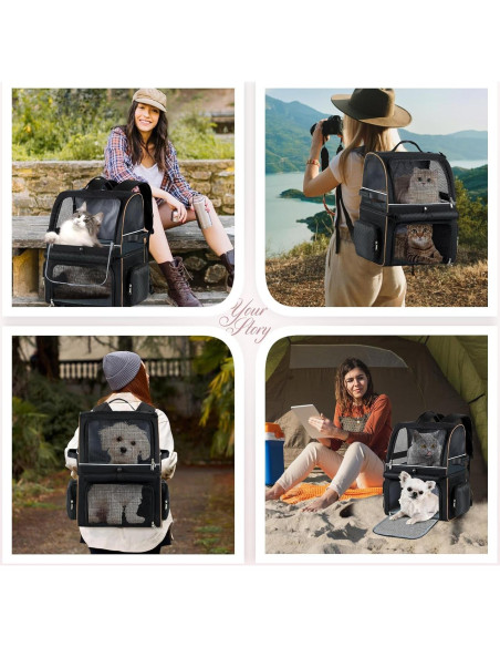 Mochila Transportín para Gatos Lekebobor Doble Compartimento Mochila Transportín para Gatos Lekebobor Doble Compartimento