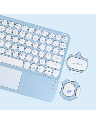 Teclado Bluetooth Dtobhars Ultra Delgado con Trackpad Azul