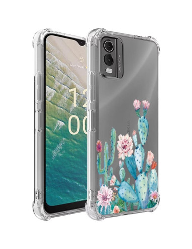 Funda protectora TPU clara floral para Nokia C32 6.5"