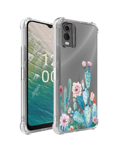 Funda protectora TPU clara floral para Nokia C32 6.5" Funda protectora TPU clara floral para Nokia C32 6.5"