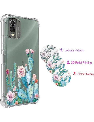 Funda protectora TPU clara floral para Nokia C32 6.5"