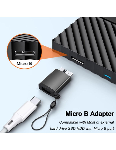 Adaptador USB C a Micro B Ukiism 5 Gbps Compatible HDD Adaptador USB C a Micro B Ukiism 5 Gbps Compatible HDD
