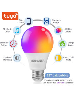 Bombilla LED Inteligente YKNAWOIR RGB 9W E27 Control APP 2