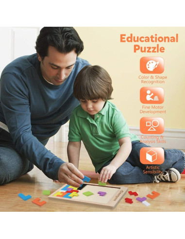 Rompecabezas de Madera Coogam 40 Piezas Tangram Educativo