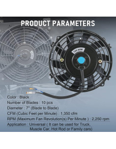 Ventilador Eléctrico de Radiador JDMSPEED 7" Negro 10 Aspas 2