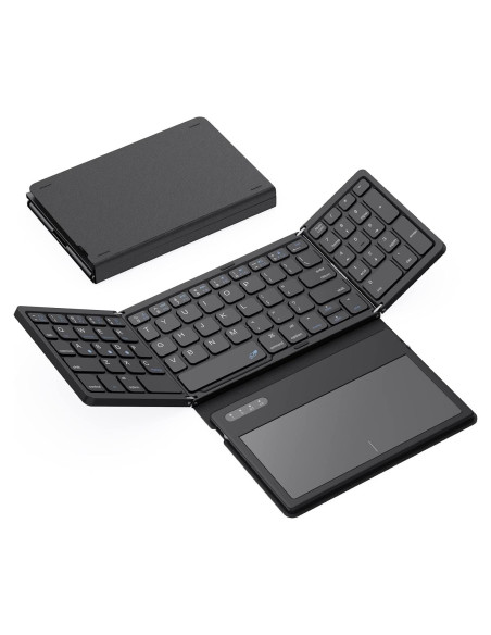 Teclado Bluetooth Plegable GEODMAER con Panel Táctil Negro Teclado Bluetooth Plegable GEODMAER con Panel Táctil Negro