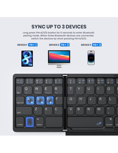 Teclado Bluetooth Plegable GEODMAER con Panel Táctil Negro
